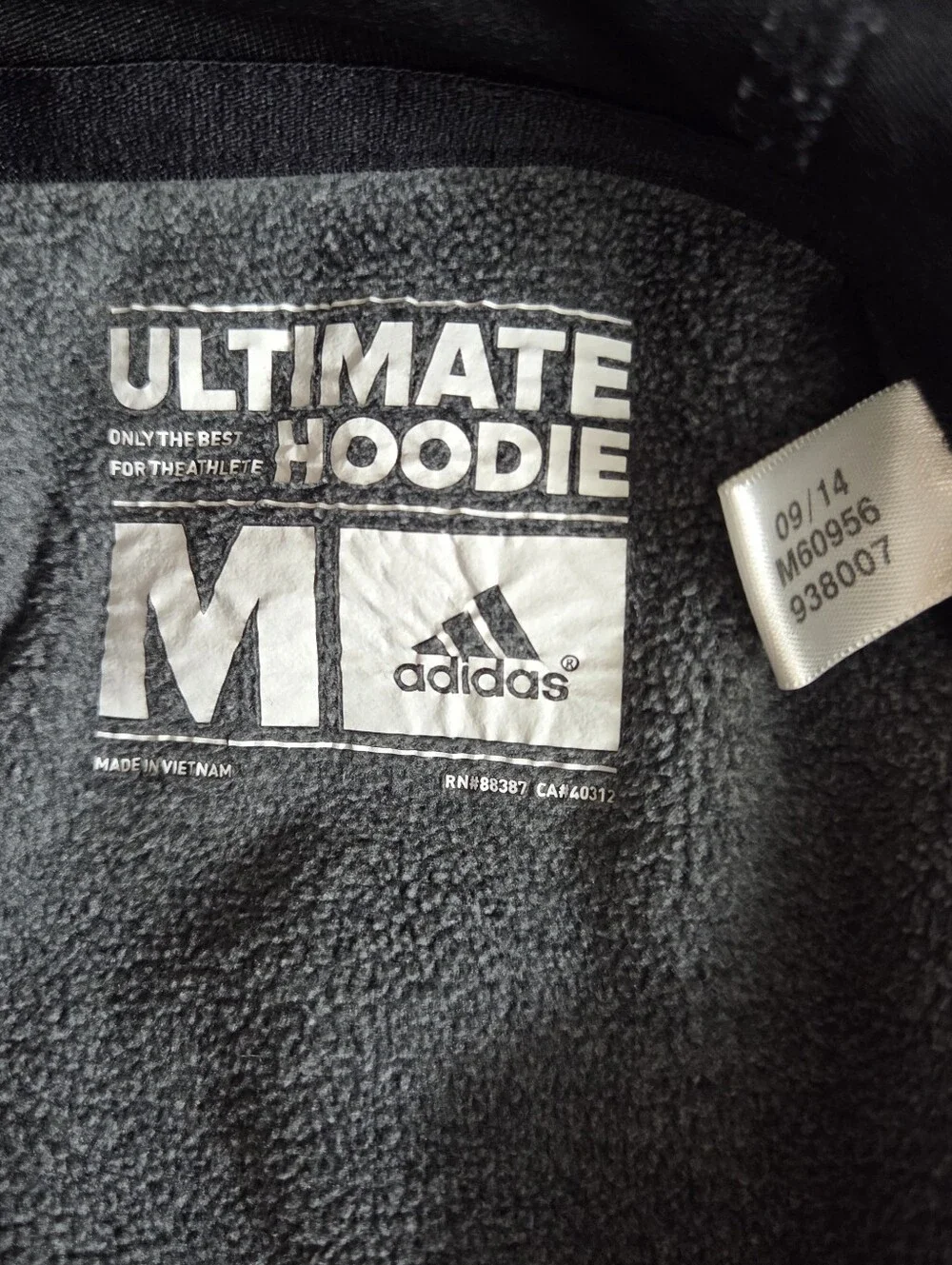 Adidas Ultimate Hoodie Mens Medium -Black & Gray -Long Sleeve